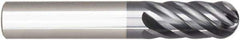 Niagara Cutter - 1" Diam, 1" LOC, 6 Flute Solid Carbide Ball End Mill - AlTiN Finish, Single End, 4" OAL, 1" Shank Diam, Spiral Flute - Caliber Tooling