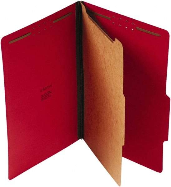 UNIVERSAL - 8-1/2 x 14", Legal, Ruby Red, Classification Folders with Top Tab Fastener - 25 Point Stock, Right of Center Tab Cut Location - Caliber Tooling