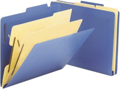 SMEAD - 8-1/2 x 11", Letter Size, Blue, Classification Folders with Top Tab Fastener - Right of Center Tab Cut Location - Caliber Tooling