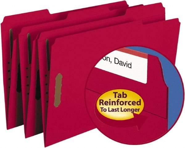 SMEAD - 8-1/2 x 14", Legal, Red, File Folders with Top Tab - 11 Point Stock, 1/3 Tab Cut Location - Caliber Tooling