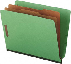 UNIVERSAL - 8-1/2 x 11", Letter Size, Green, Classification Folders with End Tab Fastener - 25 Point Stock, Straight Tab Cut Location - Caliber Tooling