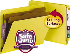 SMEAD - 8-1/2 x 11", Letter Size, Yellow, Classification Folders with End Tab Fastener - 23 Point Stock, Straight Tab Cut Location - Caliber Tooling