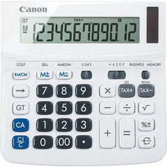 Canon - 12-Digit LCD 12 Function Portable Calculator - 6-1/2 x 6 x 1-1/4 Display Size, White, Solar & Battery Powered - Caliber Tooling