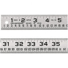 Lufkin - 4' x 1-1/4" Silver Steel Blade Tape Measure - 1/16" Graduation, Inch Graduation Style, Silver Steel Case - Caliber Tooling