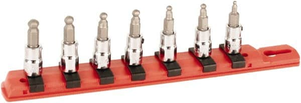 Wiha - 7 Piece 1/4" Drive Inch Ball Hex Bit Socket Set - 3/32 to 1/4" Hex - Caliber Tooling