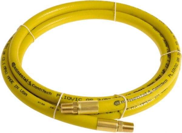 Continental ContiTech - 3/8" ID x 0.6" OD 5' Long Multipurpose Air Hose - MNPT x MNPT Ends, 300 Working psi, -10 to 158°F, 1/4" Fitting, Yellow - Caliber Tooling