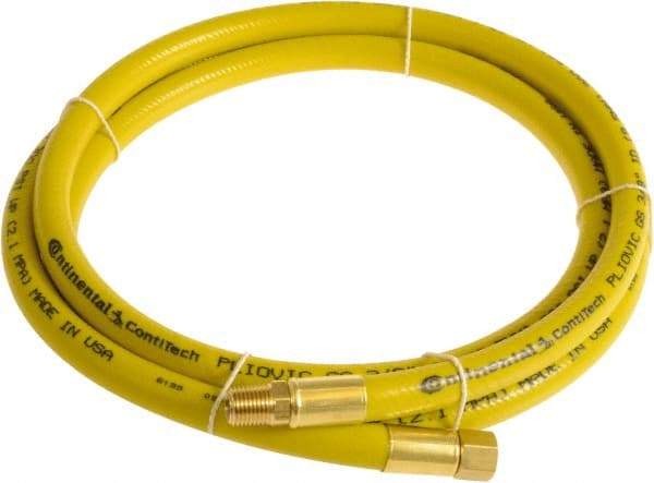 Continental ContiTech - 3/8" ID x 0.6" OD 15' Long Multipurpose Air Hose - MNPT x FNPT Ends, 300 Working psi, -10 to 158°F, 1/4" Fitting, Yellow - Caliber Tooling