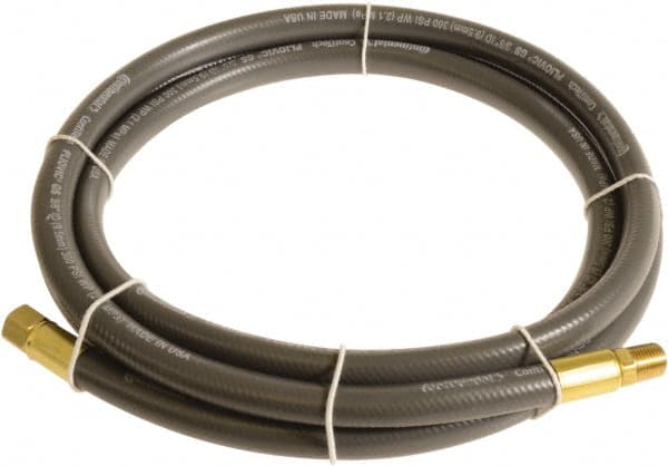 Continental ContiTech - 1/4" ID x 0.45" OD 10' Long Multipurpose Air Hose - MNPT x FNPT Ends, 300 Working psi, -10 to 158°F, 1/4" Fitting, Gray - Caliber Tooling