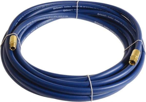 Continental ContiTech - 3/8" ID x 0.6" OD 25' Long Multipurpose Air Hose - MNPT x FNPT Ends, 300 Working psi, -10 to 158°F, 1/4" Fitting, Blue - Caliber Tooling