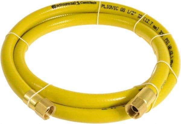 Continental ContiTech - 1/2" ID x 0.78" OD 75' Long Multipurpose Air Hose - FNPT x FNPT Ends, 300 Working psi, -10 to 158°F, 1/2" Fitting, Yellow - Caliber Tooling