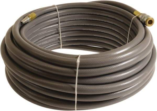 Continental ContiTech - 1/4" ID x 0.45" OD 75' Long Multipurpose Air Hose - Industrial Interchange Safety Coupler x Male Plug Ends, 300 Working psi, -10 to 158°F, 1/4" Fitting, Gray - Caliber Tooling