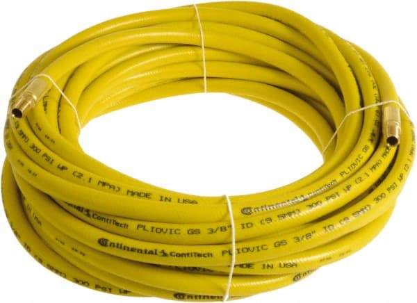 Continental ContiTech - 1/4" ID x 0.45" OD 25' Long Multipurpose Air Hose - MNPT x MNPT Ends, 300 Working psi, -10 to 158°F, 1/4" Fitting, Yellow - Caliber Tooling