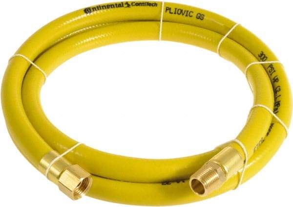 Continental ContiTech - 1/4" ID x 0.45" OD 75' Long Multipurpose Air Hose - MNPT x FNPT Ends, 300 Working psi, -10 to 158°F, 1/4" Fitting, Yellow - Caliber Tooling