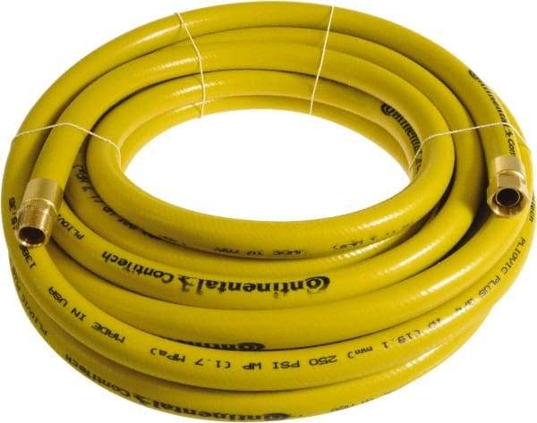 Continental ContiTech - 3/4" ID x 1.11" OD 15' Long Multipurpose Air Hose - MNPT x FNPT Ends, 250 Working psi, -10 to 158°F, 3/4" Fitting, Yellow - Caliber Tooling