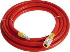 Continental ContiTech - 3/4" ID x 1.11" OD 5' Long Multipurpose Air Hose - Industrial Interchange Safety Coupler x Male Plug Ends, 250 Working psi, -10 to 158°F, 3/4" Fitting, Red - Caliber Tooling