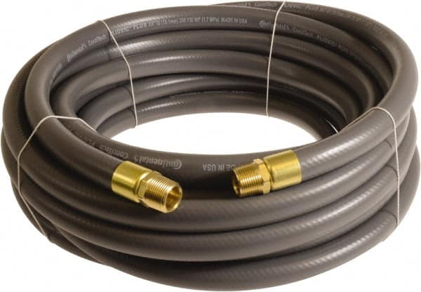 Continental ContiTech - 1" ID x 1.38" OD 50' Long Multipurpose Air Hose - MNPT x MNPT Ends, 250 Working psi, -10 to 158°F, 1" Fitting, Gray - Caliber Tooling