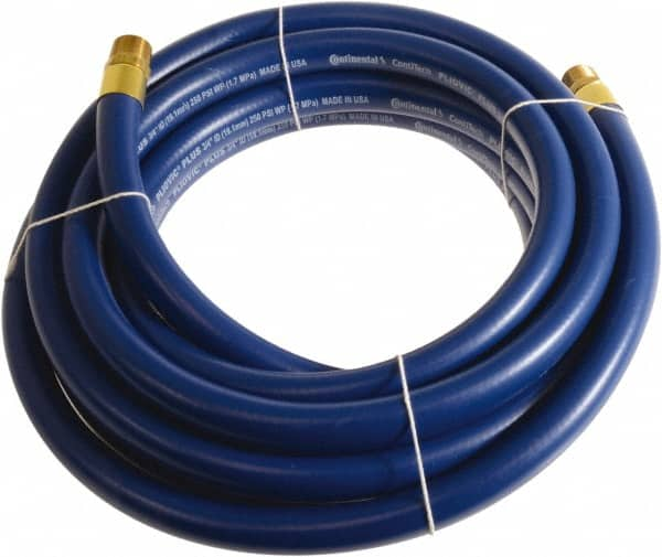 Continental ContiTech - 3/4" ID x 1.11" OD 100' Long Multipurpose Air Hose - MNPT x MNPT Ends, 250 Working psi, -10 to 158°F, 3/4" Fitting, Blue - Caliber Tooling