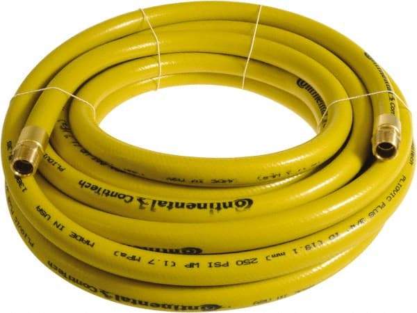 Continental ContiTech - 1" ID x 1.38" OD 50' Long Multipurpose Air Hose - MNPT x MNPT Ends, 250 Working psi, -10 to 158°F, 1" Fitting, Yellow - Caliber Tooling