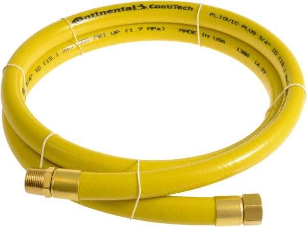 Continental ContiTech - 3/4" ID x 1.11" OD 10' Long Multipurpose Air Hose - MNPT x FNPT Ends, 250 Working psi, -10 to 158°F, 3/4" Fitting, Yellow - Caliber Tooling