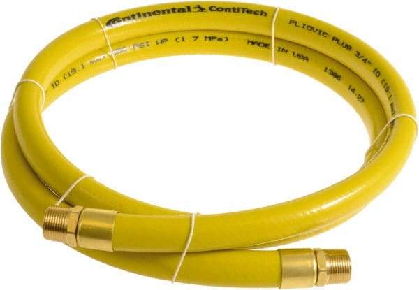 Continental ContiTech - 3/4" ID x 1.11" OD 3' Long Multipurpose Air Hose - MNPT x MNPT Ends, 250 Working psi, -10 to 158°F, 3/4" Fitting, Yellow - Caliber Tooling