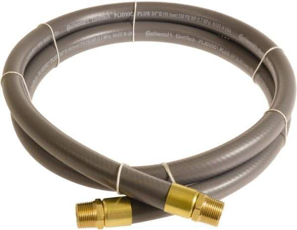 Continental ContiTech - 1" ID x 1.38" OD 10' Long Multipurpose Air Hose - MNPT x MNPT Ends, 250 Working psi, -10 to 158°F, 1" Fitting, Gray - Caliber Tooling