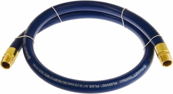 Continental ContiTech - 3/4" ID x 1.11" OD 3' Long Multipurpose Air Hose - MNPT x MNPT Ends, 250 Working psi, -10 to 158°F, 3/4" Fitting, Blue - Caliber Tooling