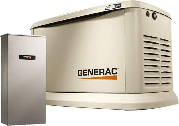 Generac Power - 1 Phase LP & NG Air Cooled Standby Power Generator - 120/240 V, 22 kW, OHVI, Bisque Aluminum Enclosure, Use 140 (LP) & 310 (NG) to Fuel - Caliber Tooling