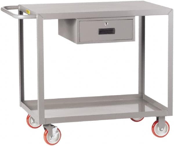 Little Giant - 1,200 Lb Capacity, 24" Wide x 42" Long x 35" High Shelf Cart - 2 Shelf, Steel, 2 Rigid/2 Swivel Casters - Caliber Tooling