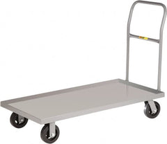 Little Giant - 1,600 Lb Capacity Steel Platform Truck - Steel Deck, 24" OAW, 36" Platform Length x 8-1/2" Platform Height, Mold-On Rubber Casters - Caliber Tooling