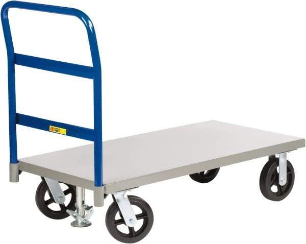 Little Giant - 2,400 Lb Capacity Steel Platform Truck - Steel Deck, 30" OAW, 72" Platform Length x 11" Platform Height, Mold-On Rubber Casters - Caliber Tooling