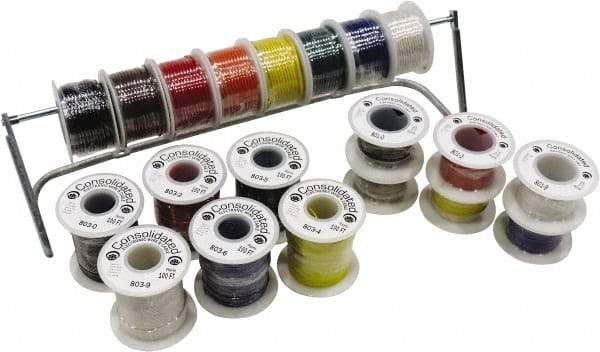 Made in USA - 24 AWG, 1 Strand, 100' OAL, Tinned Copper Hook Up Wire - Black, White, Red, Green & Blue PVC Jacket - Caliber Tooling