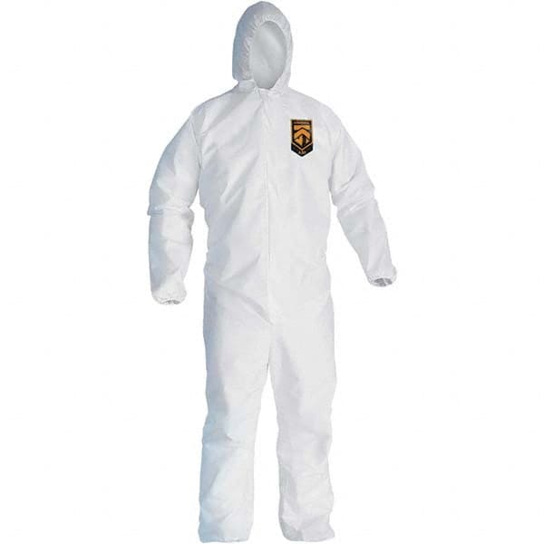 KleenGuard - Size 4XL SMS General Purpose Coveralls - White, Zipper Closure, Elastic Cuffs, Elastic Ankles, Seamless - Caliber Tooling