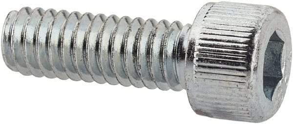 Value Collection - #8-32 UNC Hex Socket Drive, Socket Cap Screw - Alloy Steel, Zinc-Plated Finish, Fully Threaded, 1/2" Length Under Head - Caliber Tooling