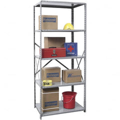 Hallowell - 5 Shelf Starter Medium-Duty Open Steel Shelving - 350 Lb Capacity, 48" Wide x 87" High x 24" Deep, Gray - Caliber Tooling