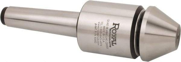 Royal Products - MT4 Morse Taper, 2.45" Head Diam Live Center - 5,000 Max RPM, 2.78" Head Length, 2-1/2" Point Diam, 1.58" Point Len, 1,905 Lb Max Workpc, Bull Nose Point - Caliber Tooling