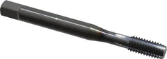 OSG - 3/8-16 UNC 2B 5 Flute TiCN Finish Solid Carbide Straight Flute Machine Tap - Modified Bottoming, Right Hand Thread, 100mm OAL, 1-1/4" Thread Length, Oversize - Exact Industrial Supply