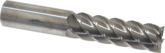 Accupro - 1", 3-1/4" LOC, 1" Shank Diam, 6" OAL, 5 Flute, Solid Carbide Square End Mill - Single End, Uncoated, Spiral Flute, 45° Helix, Centercutting, Right Hand Cut, Right Hand Flute - Caliber Tooling