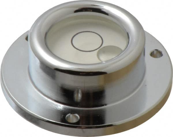 Geier & Bluhm, Inc. - 1-3/4 Inch Base Diameter x 0.63 Inch Overall Height, 1 Circle, Brass Bull's Eye Circular Level - 0.315 Inch Vial Diameter, 13/16 Inch Inner Diameter, 0.12 Inch Mounting Hole Diameter, 0.1 Inch Sensitivity, -40 to 160°F - Caliber Tooling