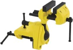 Stanley - 2-7/8" Jaw Width, 3" Opening Capacity, 1-1/2" Throat Depth, Cast Aluminum Swivel Bench Vise - Clamp-On Base Attachment, 7" Long x 3-1/4" Wide x 9-1/2" High - Caliber Tooling