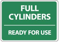 NMC - "Full Cylinders - Ready for Use", 14" Long x 10" Wide, Pressure-Sensitive Vinyl Safety Sign - Rectangle, 0.004" Thick, Use for Accident Prevention - Caliber Tooling