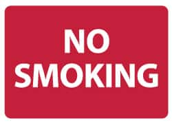 NMC - "No Smoking", 10" Long x 14" Wide, Pressure-Sensitive Vinyl Safety Sign - Rectangle, 0.004" Thick, Use for Smoking Regulations - Caliber Tooling