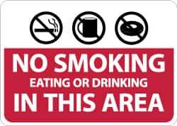 NMC - "No Smoking Eating or Drinking in This Area", 10" Long x 14" Wide, Aluminum Safety Sign - Rectangle, 0.04" Thick, Use for Smoking Regulations - Caliber Tooling