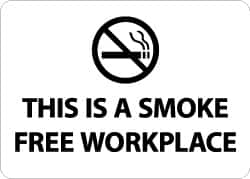 NMC - "This Is a Smoke Free Workplace", 10" Long x 14" Wide, Aluminum Safety Sign - Rectangle, 0.04" Thick, Use for Smoking Regulations - Caliber Tooling