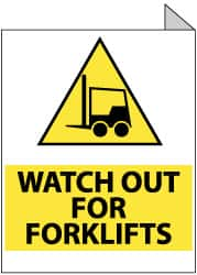 NMC - "Watch out for Forklifts", 10" Long x 8" Wide, Rigid Plastic Safety Sign - Rectangle, 0.05" Thick, Use for Accident Prevention - Caliber Tooling