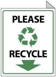 NMC - "Please Recycle", 10" Long x 8" Wide, Rigid Plastic Safety Sign - Rectangle, 0.05" Thick, Use for Restroom, Janitorial & Housekeeping - Caliber Tooling