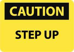 NMC - "Caution - Step Up", 7" Long x 10" Wide, Aluminum Safety Sign - Rectangle, 0.04" Thick, Use for Accident Prevention - Caliber Tooling