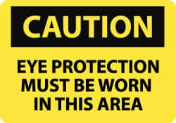 NMC - "Caution - Eye Protection Must Be Worn in This Area", 7" Long x 10" Wide, Aluminum Safety Sign - Rectangle, 0.04" Thick, Use for Accident Prevention - Caliber Tooling