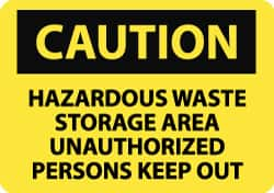 NMC - "Caution - Hazardous Waste Storage Area - Unauthorized Persons Keep Out", 7" Long x 10" Wide, Aluminum Safety Sign - Rectangle, 0.04" Thick, Use for Hazardous Materials - Caliber Tooling