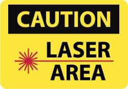 NMC - "Caution - Laser Area", 7" Long x 10" Wide, Aluminum Safety Sign - Rectangle, 0.04" Thick, Use for Accident Prevention - Caliber Tooling