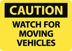 NMC - "Caution - Watch for Moving Vehicles", 10" Long x 14" Wide, Pressure-Sensitive Vinyl Safety Sign - Rectangle, 0.004" Thick, Use for Accident Prevention - Caliber Tooling